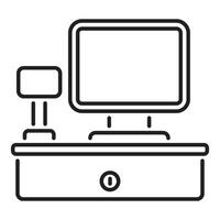 A computer monitor and keyboard on a desk vector