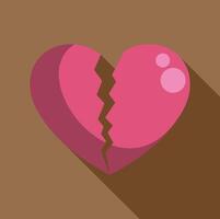 A broken heart icon in flat design vector