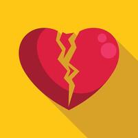 A broken heart icon with a yellow background vector