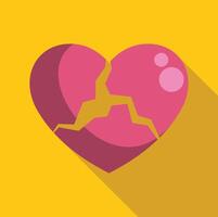 A broken heart icon with a long shadow vector