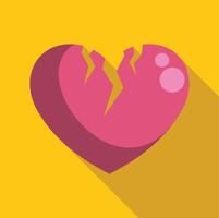A broken heart icon with a long shadow vector