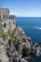 View of Amalfi Coast with scenic buildings and cliff, Campania, Italy. photo