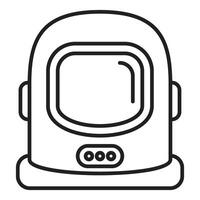 Astronaut helmet protecting head during space exploration line art icon vector