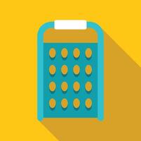 Grater with a white handle for vegetables and cheese lying on yellow background vector