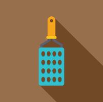 Grater with yellow handle and long shadow on brown background vector