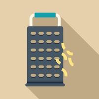 Grater producing cheese cuts in flat design with long shadow vector