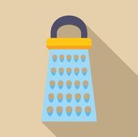 Grater with yellow handle standing on beige background with long shadow vector