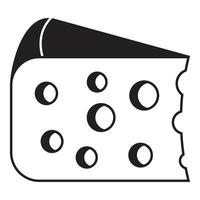 Wedge of swiss cheese showing holes and rind in simple black and white vector