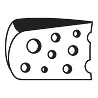 Wedge of swiss cheese showing holes and rind in minimalist style vector