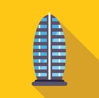 Elliptical skyscraper standing tall against yellow backdrop vector