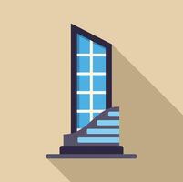 Modern glass skyscraper rising with futuristic design and long shadow vector