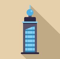 Modern skyscraper standing tall with blue glass windows and sphere on top vector