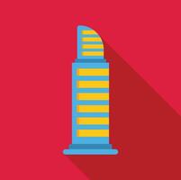 Modern lipstick shaped skyscraper standing tall against red background vector