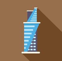 Modern skyscraper standing tall with geometric glass facade and long shadow vector