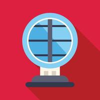 Round solar panel generating green energy on red background vector