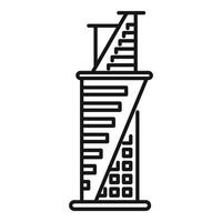 Modern skyscraper with external staircase reaching the top floor vector