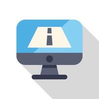 Gps navigation software displaying road on computer monitor vector