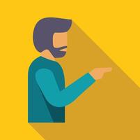 Bearded man pointing with finger showing direction or accusing someone vector