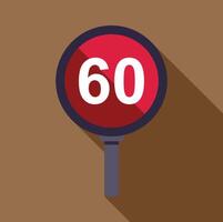 Road sign showing speed limit of sixty with long shadow vector