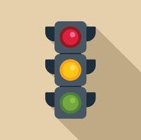 Traffic light showing green, yellow and red signals with long shadow vector