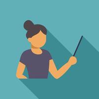 Teacher holding pointer stick explaining lesson in class vector