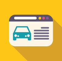 Car website showing online vehicle advertisement on yellow background vector