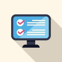 Computer monitor displaying checklist with check marks indicating completed tasks vector