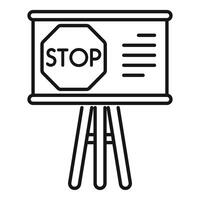 Stop sign displayed on a presentation board with tripod stand vector
