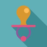 Colorful baby pacifier with long shadow on turquoise background vector