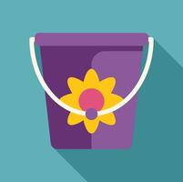 Purple bucket with flower decoration and white handle on turquoise background vector