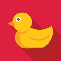Yellow rubber duck floating on red background with long shadow vector