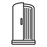Open portable toilet showing inside in black and white line art vector