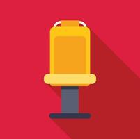 Yellow gaming chair standing on red background with long shadow vector