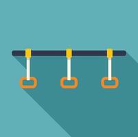 Three orange handles hanging from horizontal bar on turquoise background vector