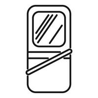 Train door closing with window and handle in simple line style vector