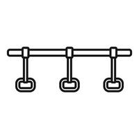 Handles hanging from horizontal rail in public transportation vector