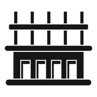 Building under construction with scaffolding and doors, simple icon vector