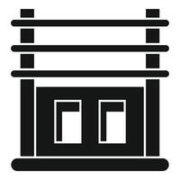 Construction scaffolding over building frame with two windows, simple icon vector