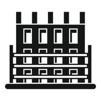 Building under construction with scaffolding, simple icon of an unfinished multi story structure vector