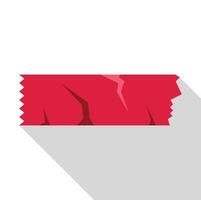 Red wrinkled adhesive tape with jagged edges casting a long shadow vector