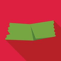 Green adhesive tape on red background with long shadow vector