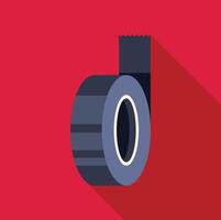 Roll of grey duct tape on red background with long shadow vector