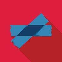 Two crossed pieces of blue masking tape creating an x shape on a red background vector