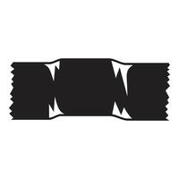 Black candy wrapper icon showing folded edges and twisted ends vector