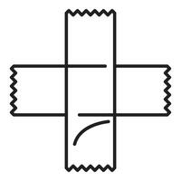 Adhesive tapes forming a cross shape, simple icon of sticking plaster vector