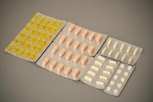 Various types of medication arranged for better visibility photo