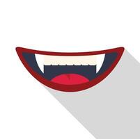 Vampire showing fangs and tongue, long shadow flat design icon vector