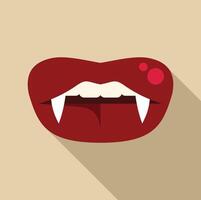 Red lips showing vampire fangs biting for halloween party vector