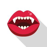 Red vampire lips showing fangs and teeth biting in flat design style vector