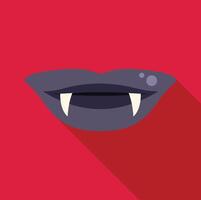 Vampire showing fangs baring teeth on red background vector